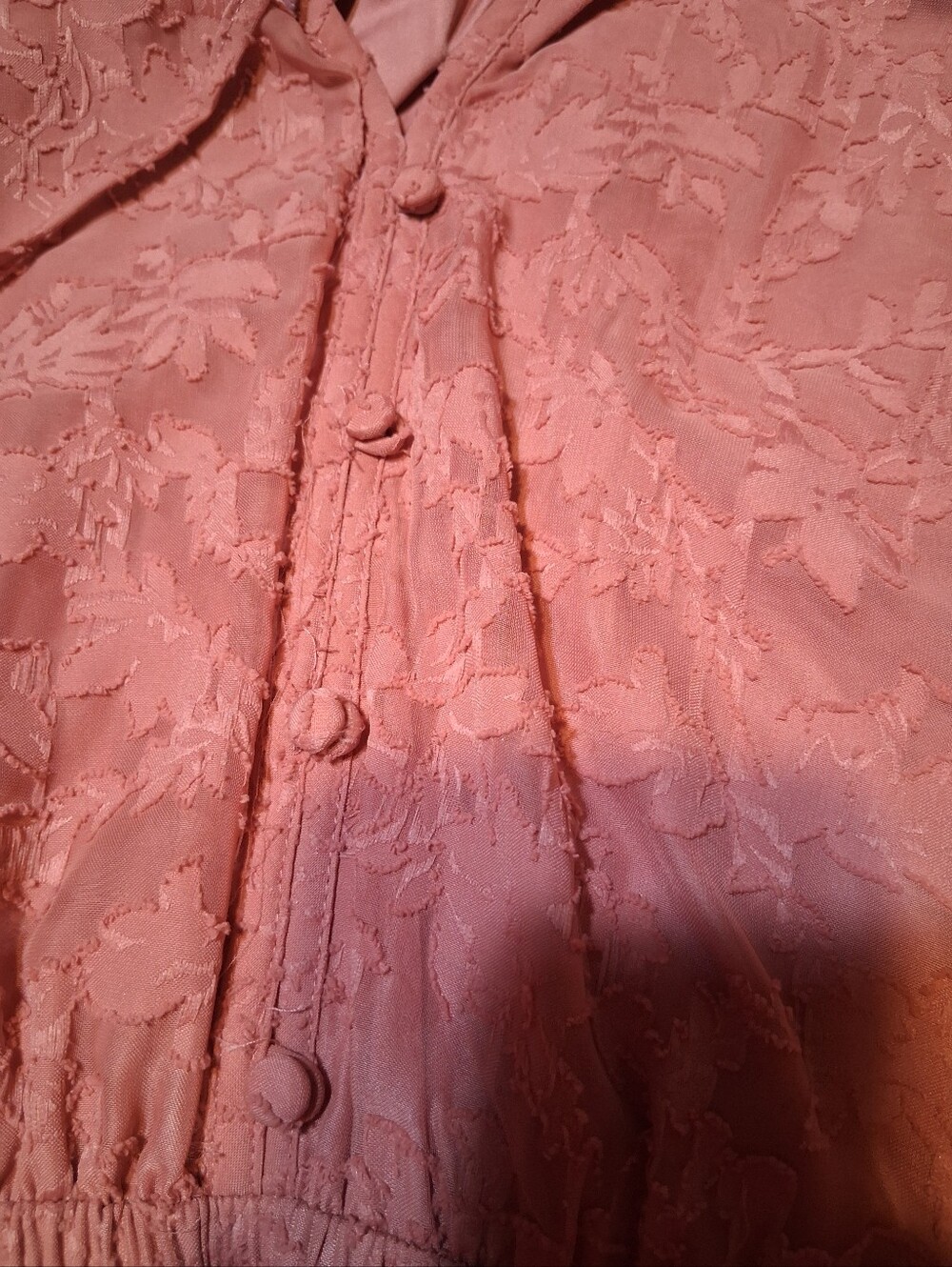 LC Lauren Conrad Pink Textured Long Sleeve Mini Dress Small Ruffle Elastic - Picture 11 of 12